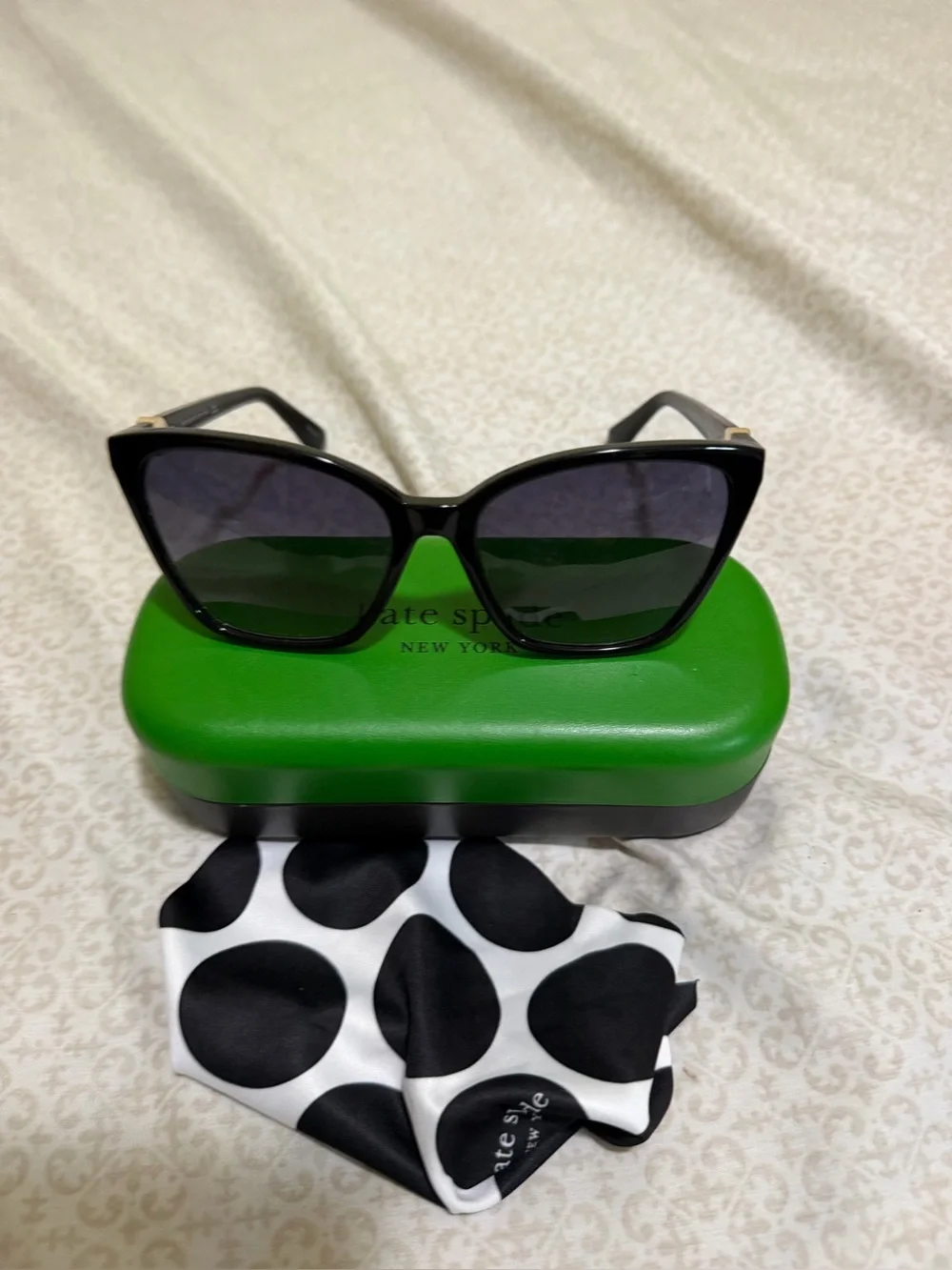 kate spade Black Cat-Eye Sunglasses with Dark Lenses